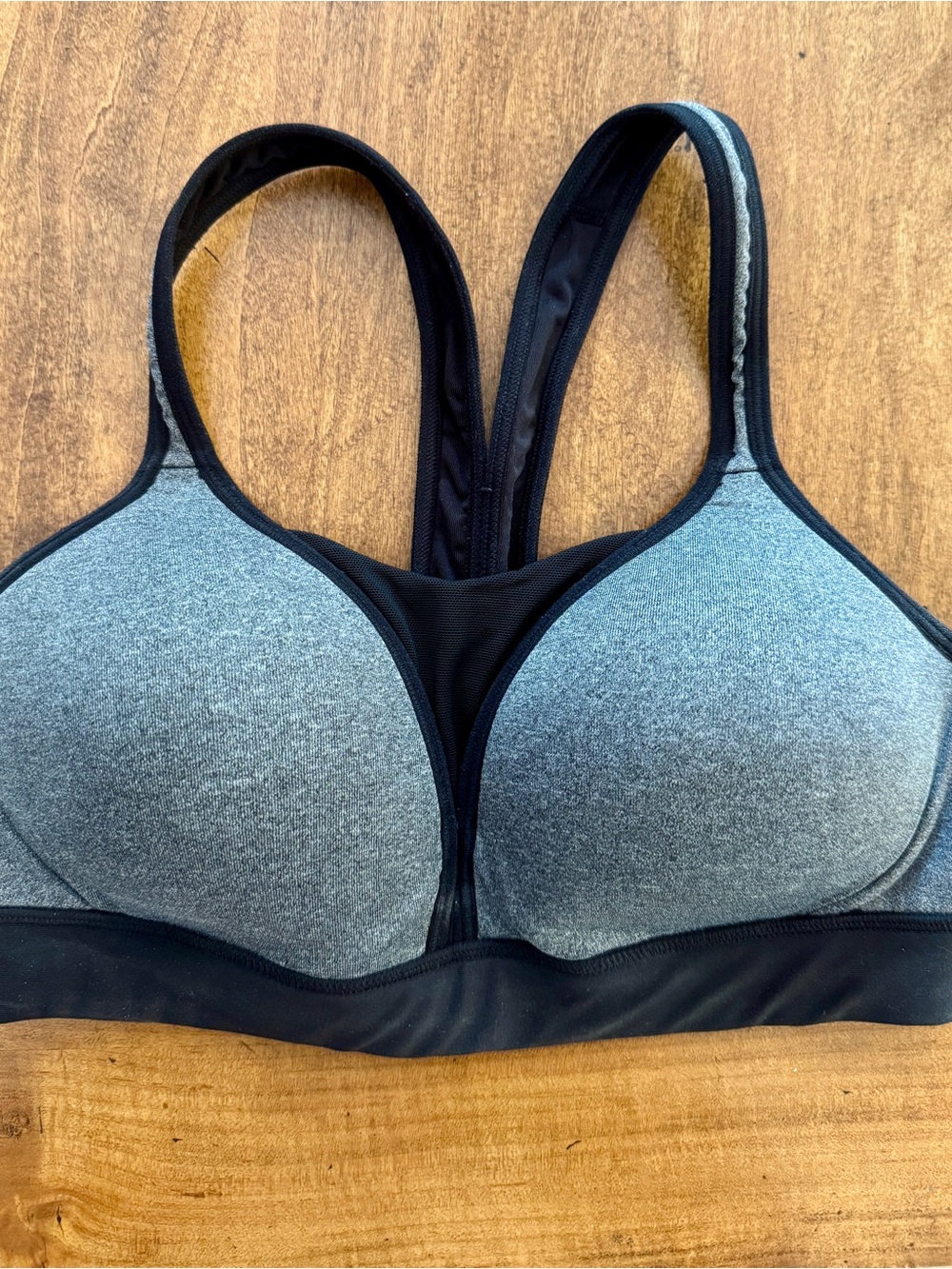 Champion Gray and Black Padded Racerback Sports Bra